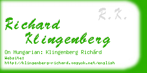 richard klingenberg business card